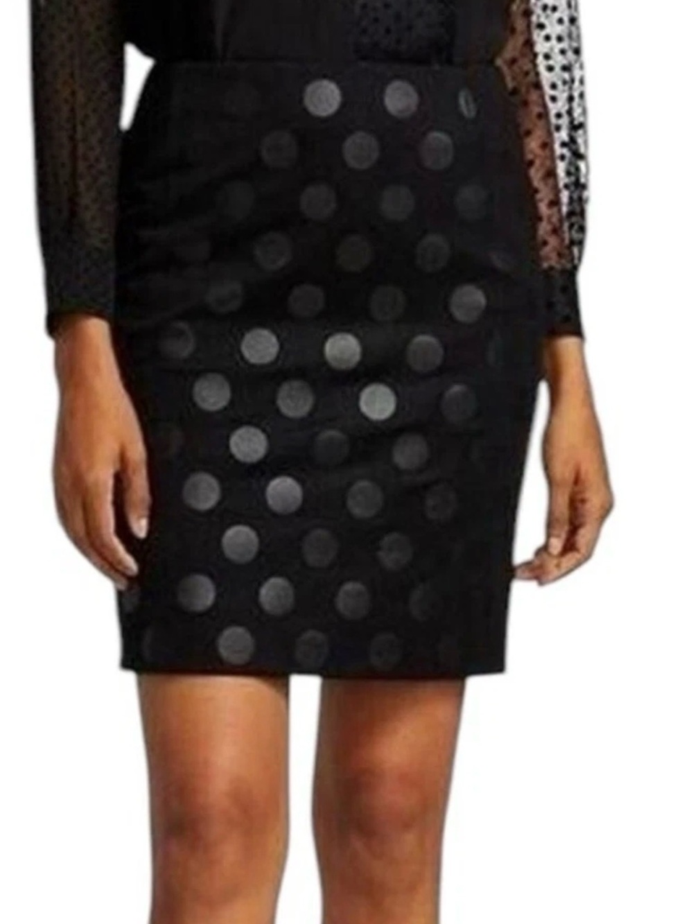 NWOT Akris Punto Black Lacquered Polka Dot Mini Skirt Sz 12